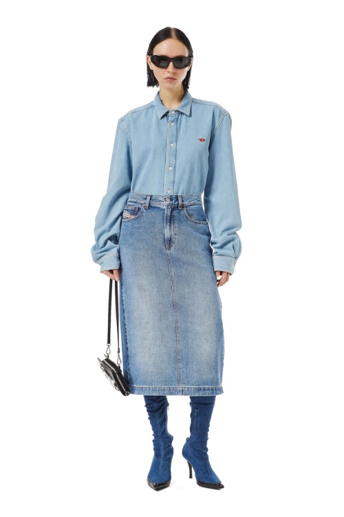 Medium Blue De-Ronny Pencil Skirt Diesel