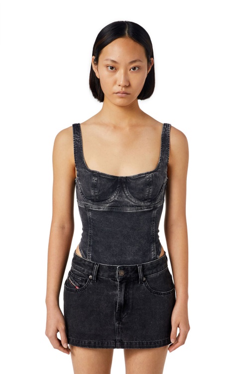 Black/Dark Grey Diesel D-Gellert Track Denim Bodysuit