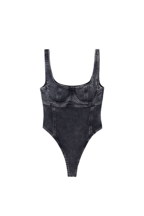 Diesel D-Gellert Track Denim Bodysuit Black/Dark Grey