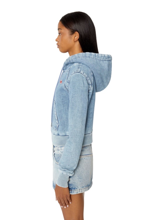 D-Angy Track Denim Hoodie Diesel In Light Blue