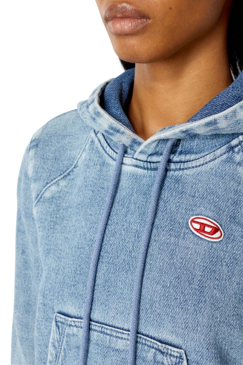 D-Angy Track Denim Hoodie Diesel Light Blue