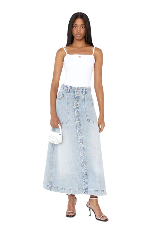 Diesel De-Albus-L A-Line Long Skirt Light Blue