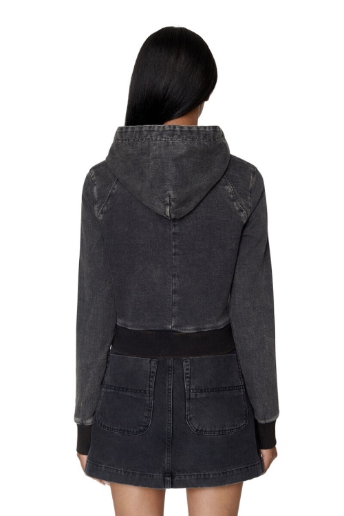 Diesel D-Angy Track Denim Hoodie Black/Dark Grey