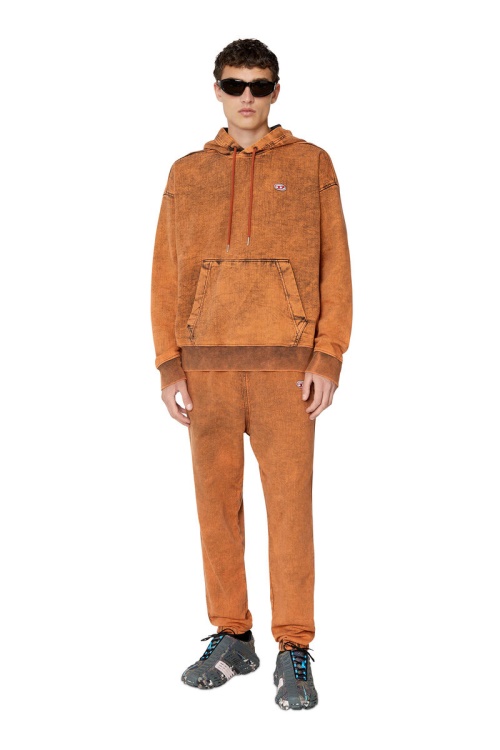 D-Um-Rib Track Denim Hoodie Diesel Orange