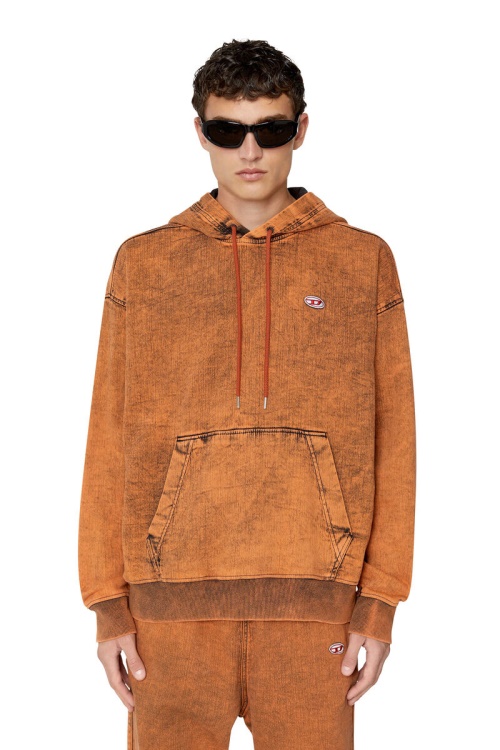 D-Um-Rib Track Denim Hoodie Diesel Orange