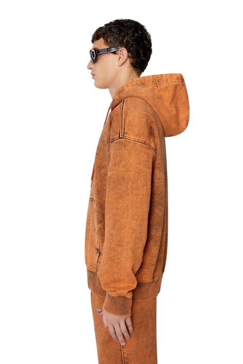 D-Um-Rib Track Denim Hoodie Diesel Orange