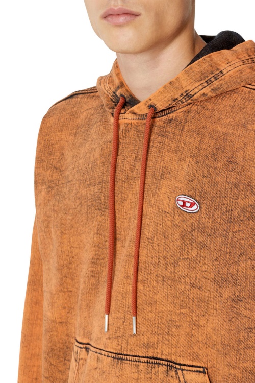 D-Um-Rib Track Denim Hoodie Diesel Orange