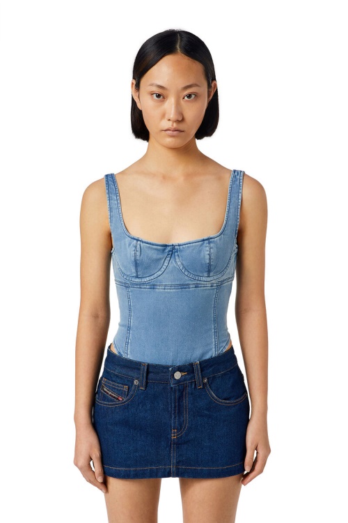 D-Gellert Track Denim Bodysuit Diesel Light Blue
