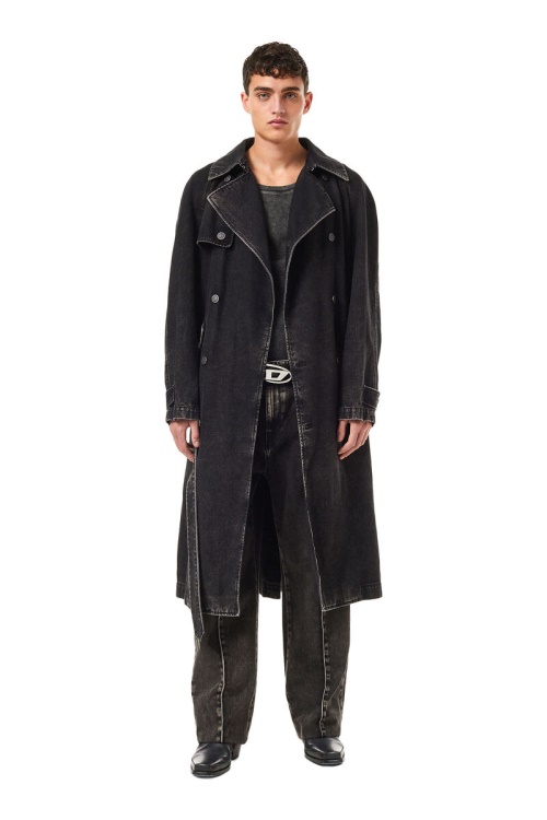 D-Delirious Double Breasted Trench Coat Diesel Black/Dark Grey
