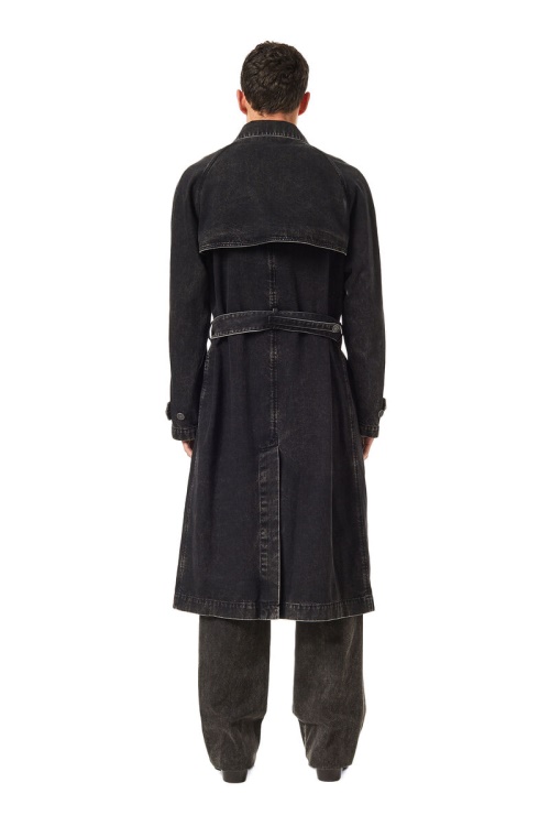 Diesel D-Delirious Double Breasted Trench Coat Black/Dark Grey