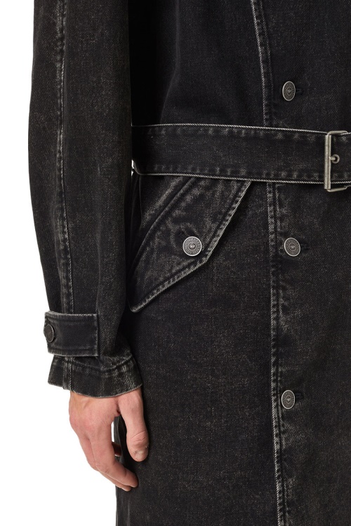 Diesel D-Delirious Double Breasted Trench Coat Black/Dark Grey