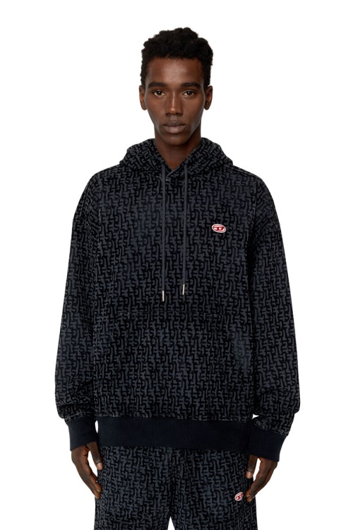 Diesel D-Um-Rib Track Denim Black Hoodie