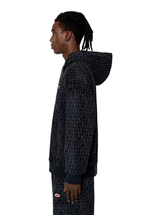 Diesel D-Um-Rib Track Denim Black Hoodie