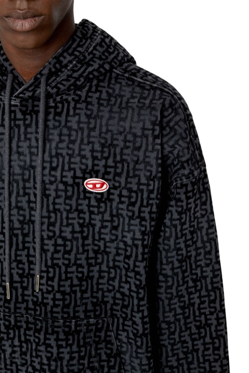 Diesel D-Um-Rib Track Denim Black Hoodie