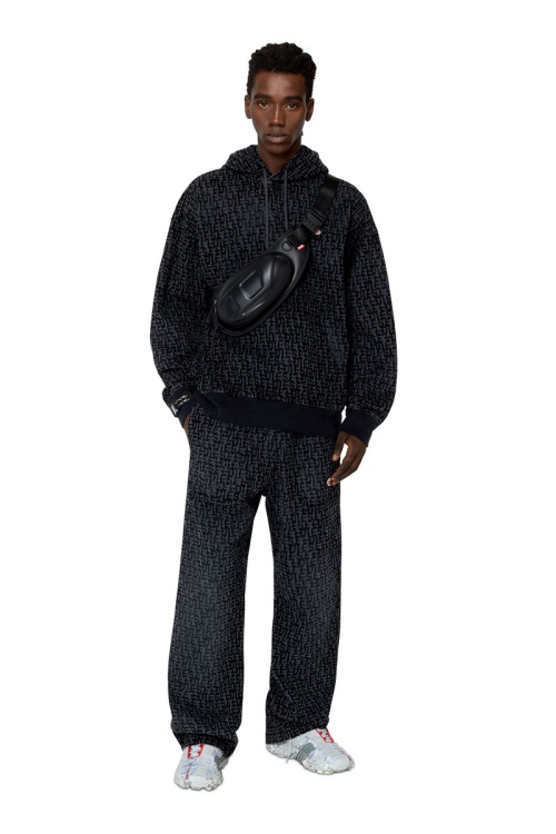 Black Diesel D-Um-Rib Track Denim Hoodie