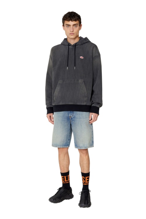 Diesel D-Um-Rib Track Denim Hoodie Black