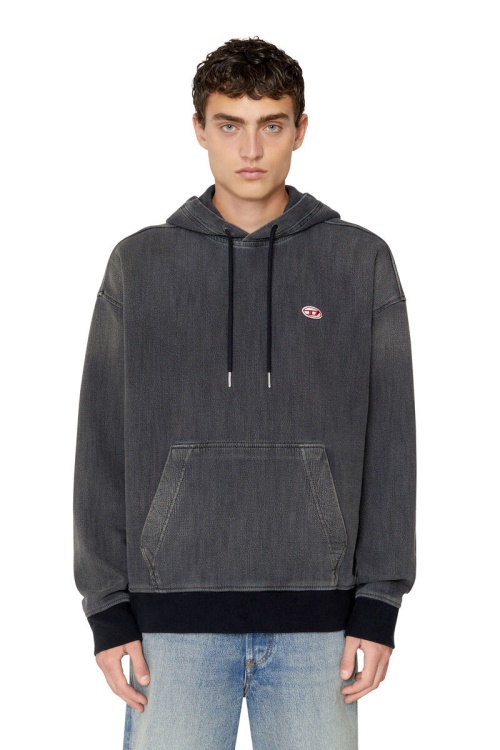 Diesel D-Um-Rib Track Denim Hoodie Black