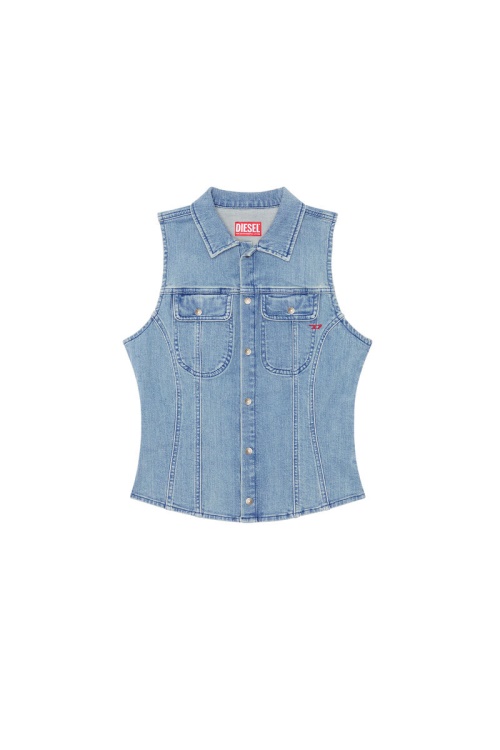 Diesel De-Shon Sleeveless Western Shirt Light Blue