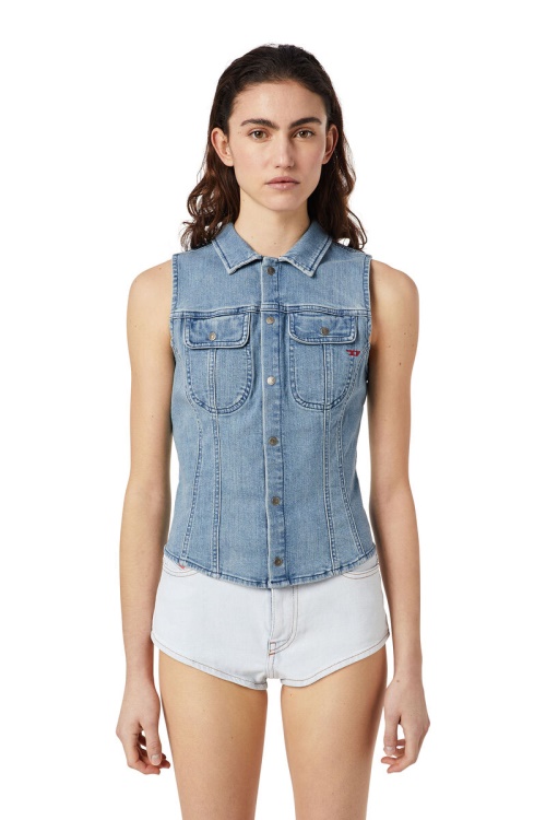Diesel De-Shon Sleeveless Western Shirt Light Blue