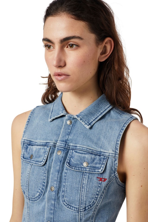 Diesel De-Shon Sleeveless Western Shirt Light Blue