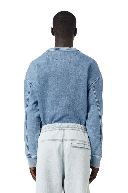 Diesel D-Krib Track Denim Sweatshirt In Light Blue