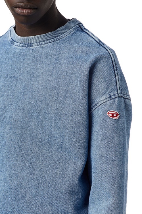Diesel D-Krib Track Denim Sweatshirt Light Blue