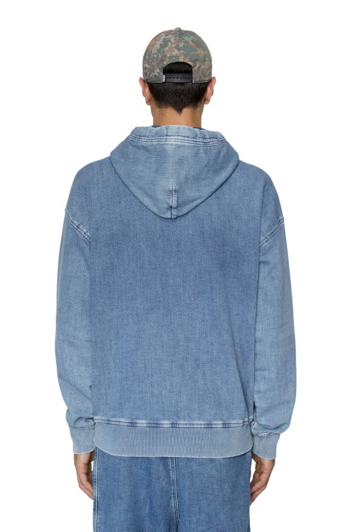 Diesel Fashion Light Blue D-Um-Rib Track Denim Hoodie