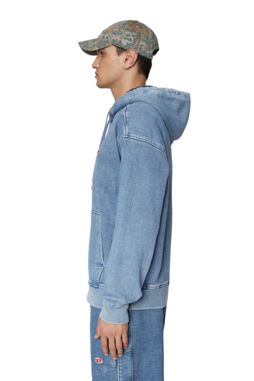 Diesel Fashion Light Blue D-Um-Rib Track Denim Hoodie