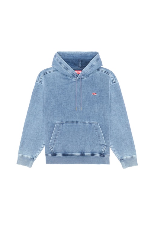 Light Blue D-Um-Rib Track Denim Hoodie Diesel