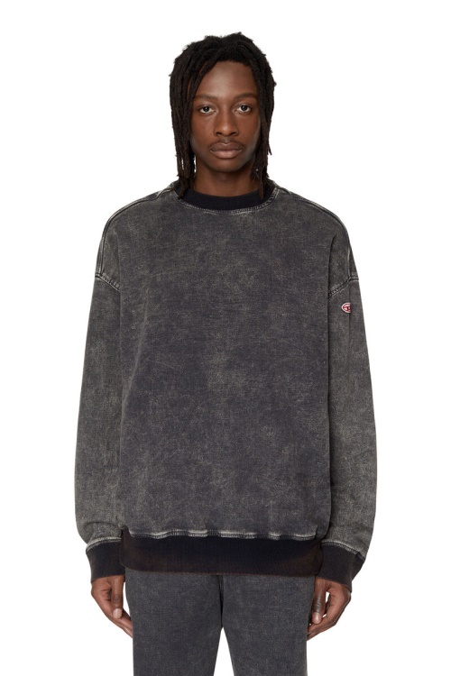 Black/Dark Grey Diesel D-Krib Track Denim Sweatshirt