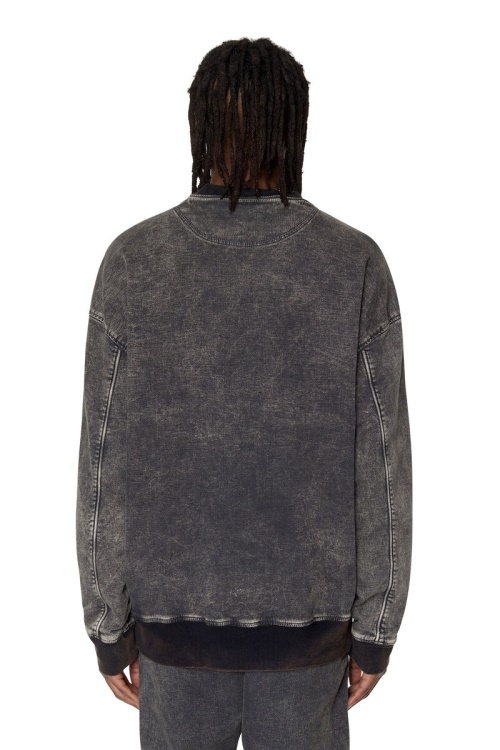 Black/Dark Grey D-Krib Track Denim Sweatshirt Diesel