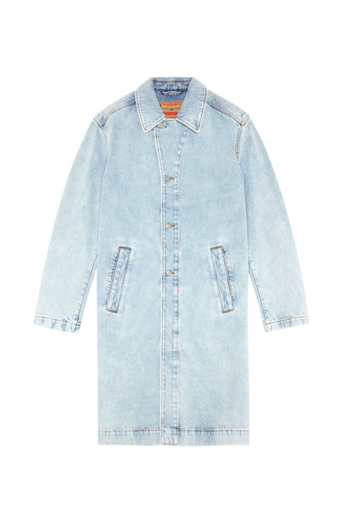 Diesel D-Roku-Long Car Coat Light Blue