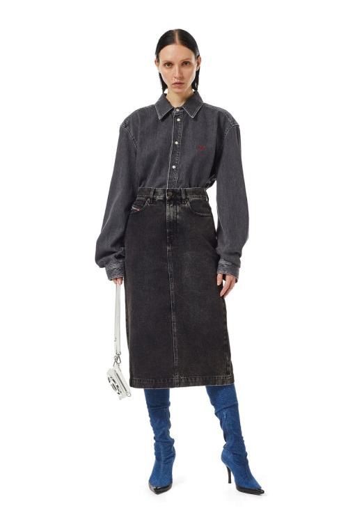 Diesel De-Ronny Pencil Skirt Black/Dark Grey