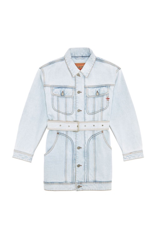 Diesel De-Flaminia Trucker Coat In Light Blue