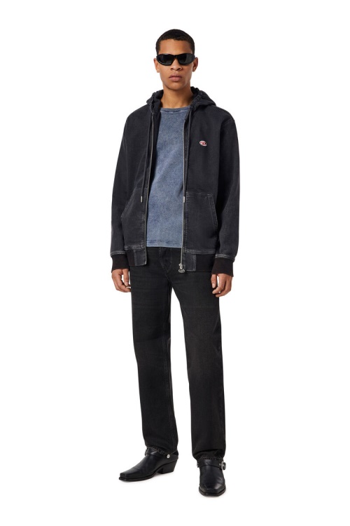 Black/Dark Grey Diesel D-Gir Track Denim Hoodie