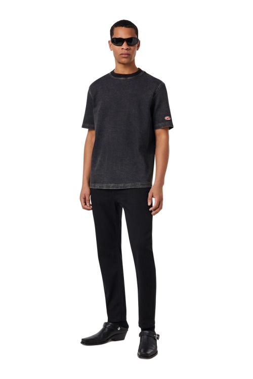 D-Biggor Track Denim T-Shirt Diesel In Black/Dark Grey