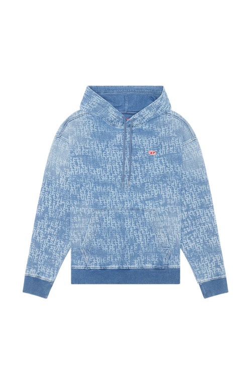 Light Blue Diesel D-Um-Rib Track Denim Hoodie