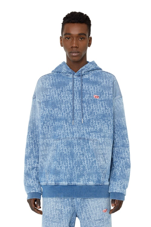 Light Blue Diesel D-Um-Rib Track Denim Hoodie