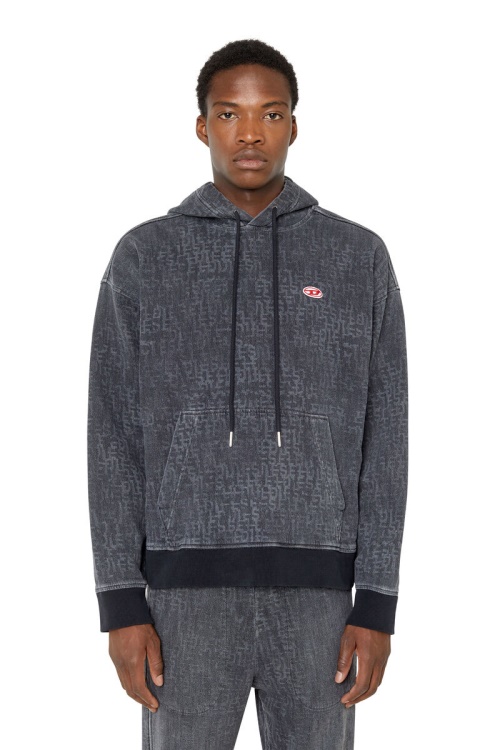 Diesel D-Um-Rib Track Denim Hoodie In Black