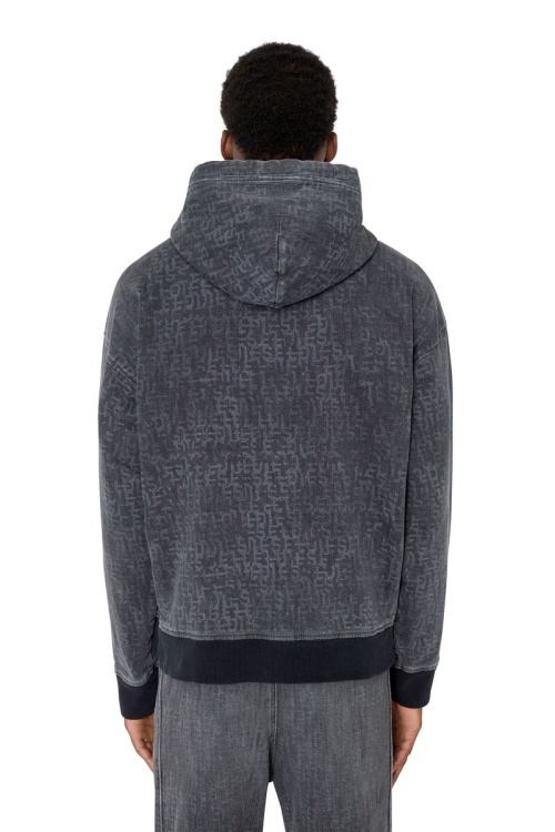 Diesel D-Um-Rib Track Denim Hoodie In Black