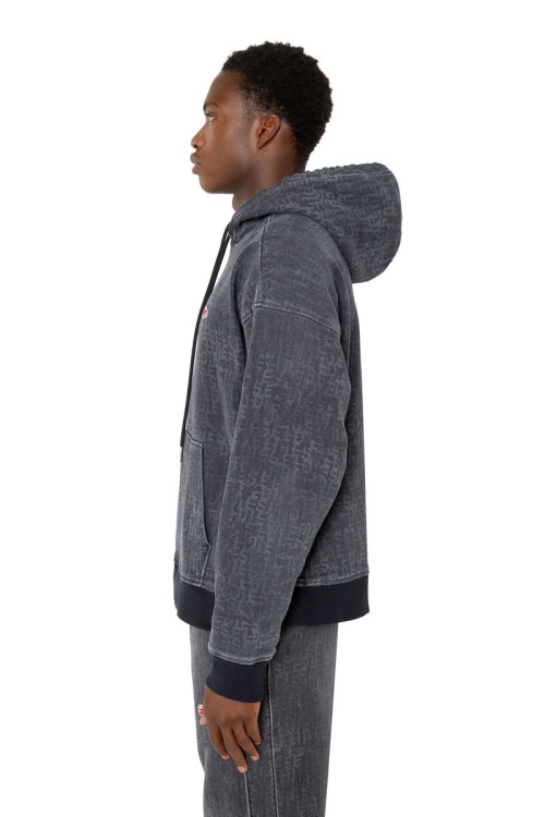 Diesel D-Um-Rib Track Denim Hoodie In Black