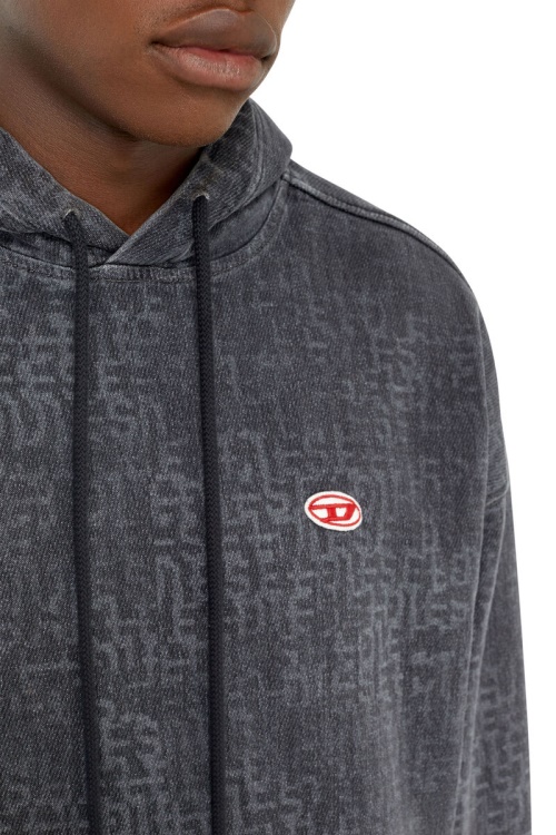 Diesel D-Um-Rib Track Denim Hoodie In Black