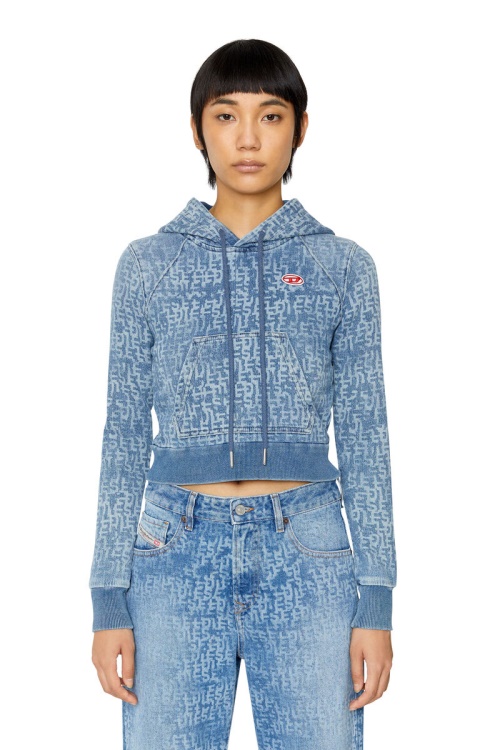 Diesel Light Blue D-Angy Track Denim Hoodie