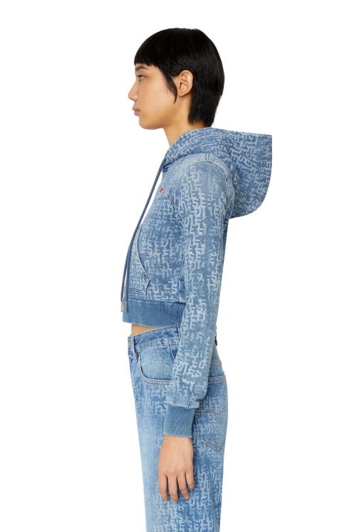 Diesel Light Blue D-Angy Track Denim Hoodie