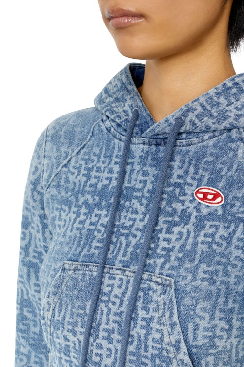 Diesel D-Angy Track Denim Hoodie Light Blue