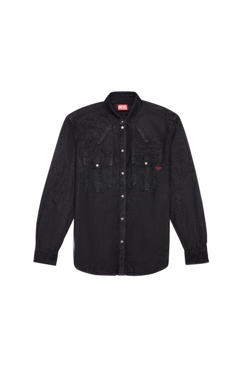 Diesel D-Ocean Western Shirt In Black/Dark Grey