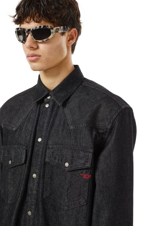 Diesel D-Ocean Western Shirt In Black/Dark Grey