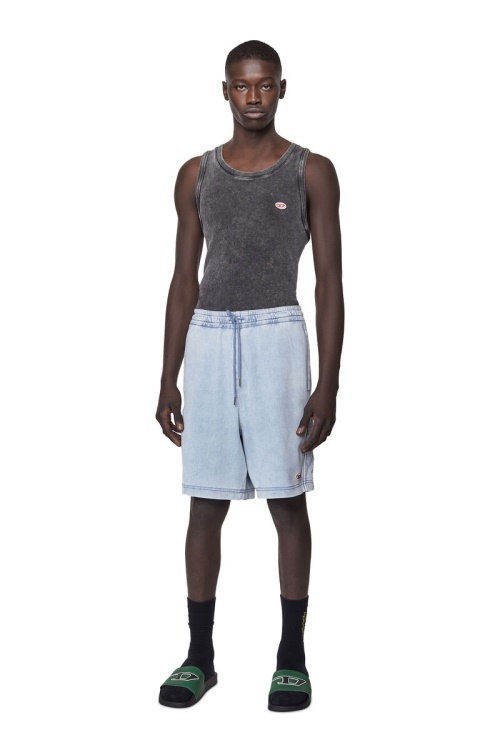 D-Boxy Track Denim Shorts Diesel Light Blue