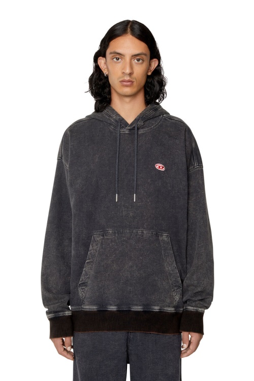 Black/Dark Grey D-Um-Rib Track Denim Hoodie Diesel
