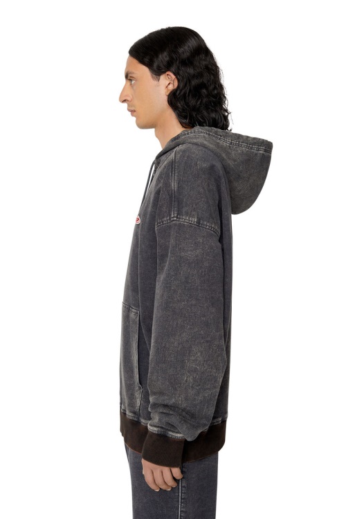 D-Um-Rib Track Denim Hoodie Diesel Black/Dark Grey